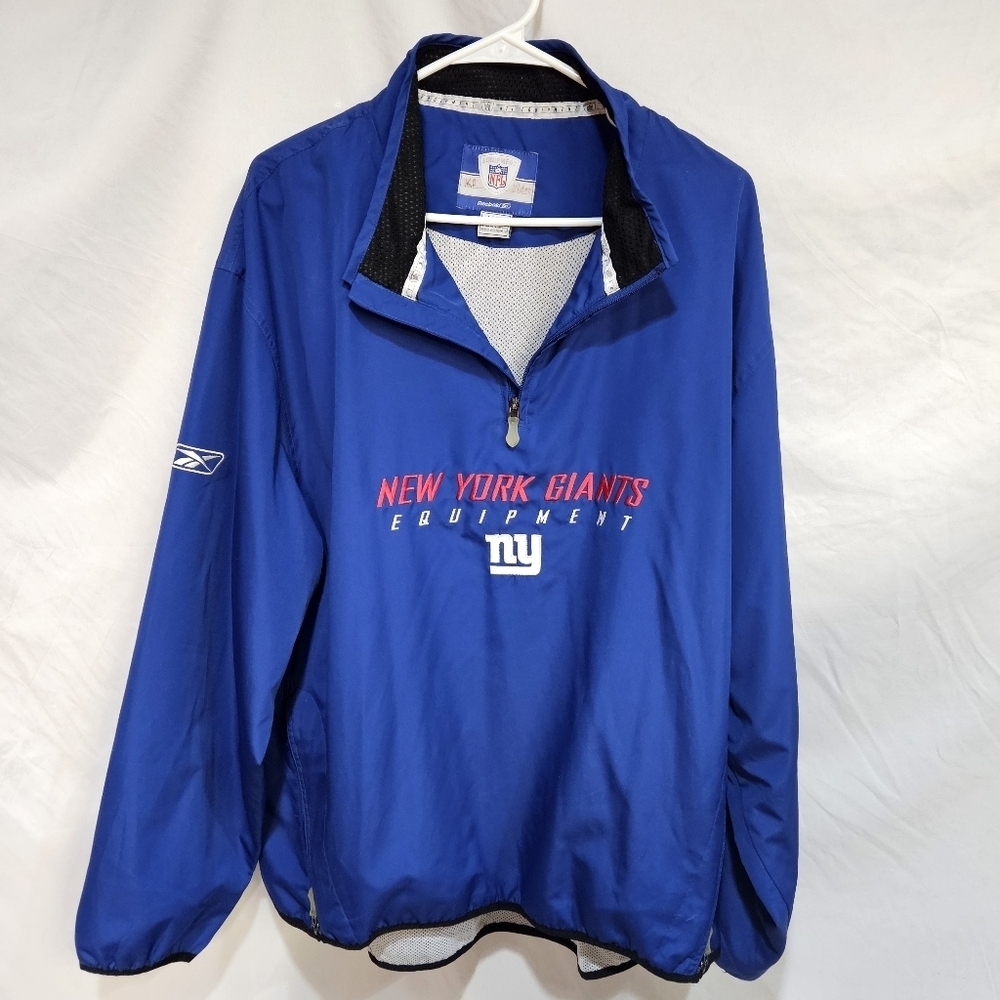 2005-06 NEW YORK GIANTS REEBOK 1/4 ZIP WINDBREAKER JACKET LARGE